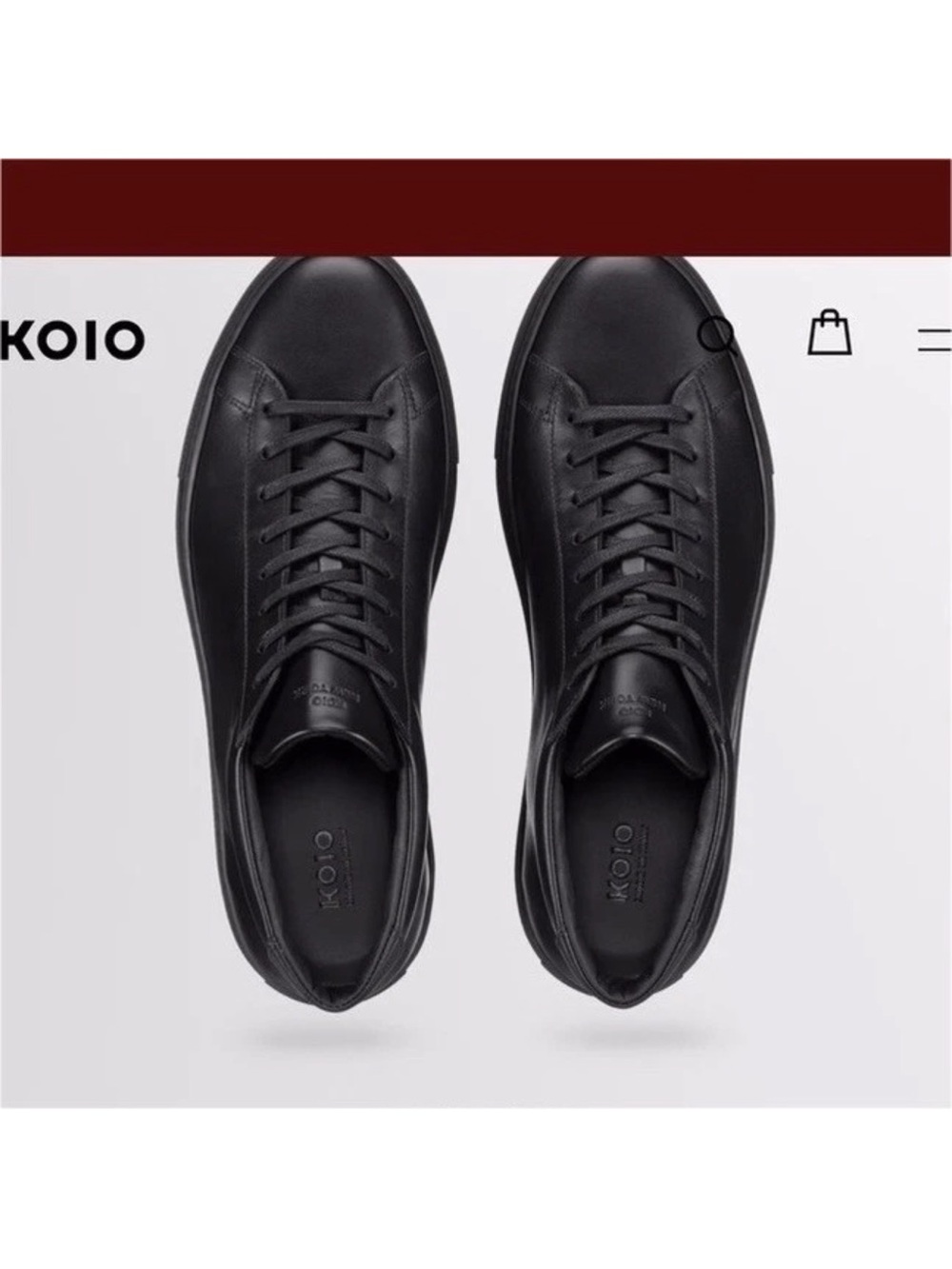 KOIO Men’s Low-Top Leather Sneakers — Black
